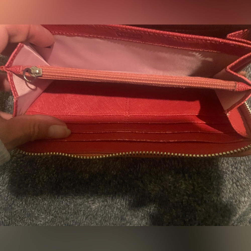 Coach Tan and Pink Signature Wallet - Picture 3 of 4